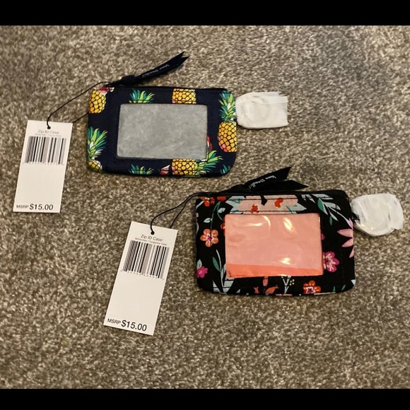 Vera Bradley Handbags - Set of 2 Vera Bradley zip ID wallets- “Tangerine Twist” & “Toucan Party”Black
